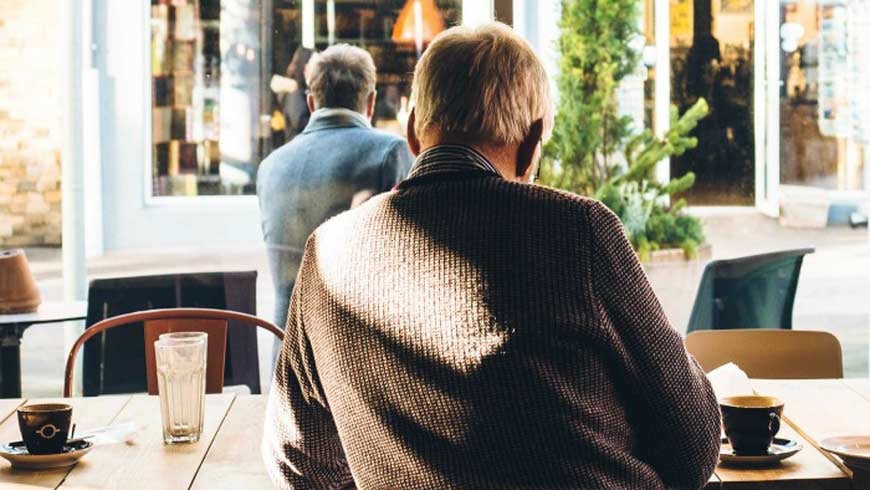 A man sitting in a cafe