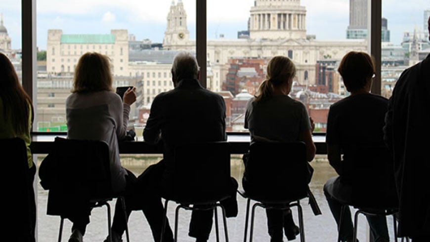 People looking out over London